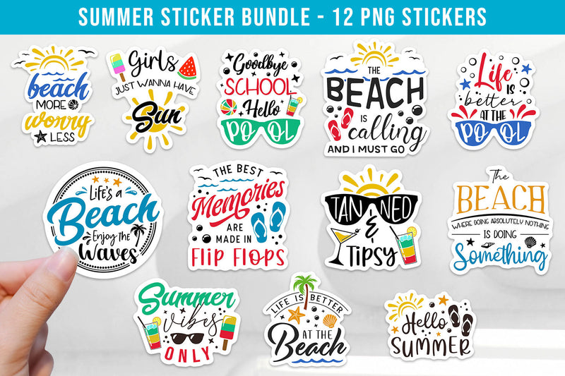 Summer Stickers Bundle | Beach Stickers for Planner Sublimation Hippo Creations 