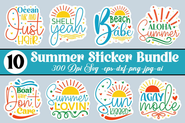 Summer Stickers Bundle SVG designmaster24 