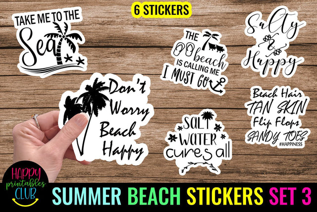 Summer Stickers Pack 3- Printable Summer Beach Stickers PNG SVG Happy Printables Club 