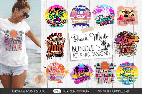 Summer Sublimation Bundle 10 PNG Beach Quotes Designs Sublimation OrangeBrushStudio 