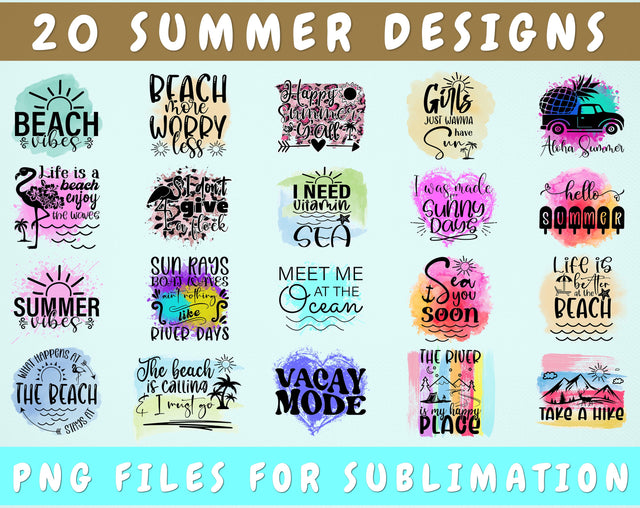 Summer Sublimation Designs Bundle, 20 Summer PNG Files For Sublimation, Summer Quotes PNG, Summer Shirt PNG, Beach Quotes PNG, Beach Shirt PNG Sublimation HappyDesignStudio 