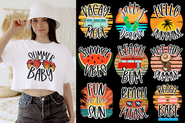 Summer Sublimation T-shirt Quote Designs Bundle - 10 Sublimation MockupSvgVenue 