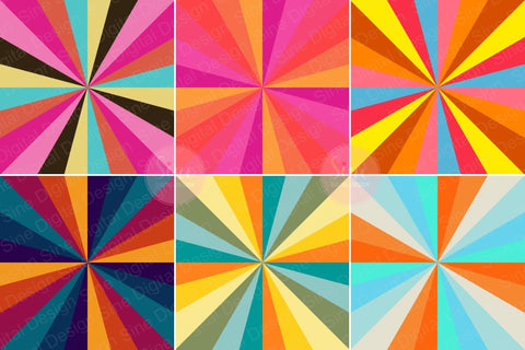 Summer Sunburst Digital Paper Backgrounds Digital Pattern SineDigitalDesign 