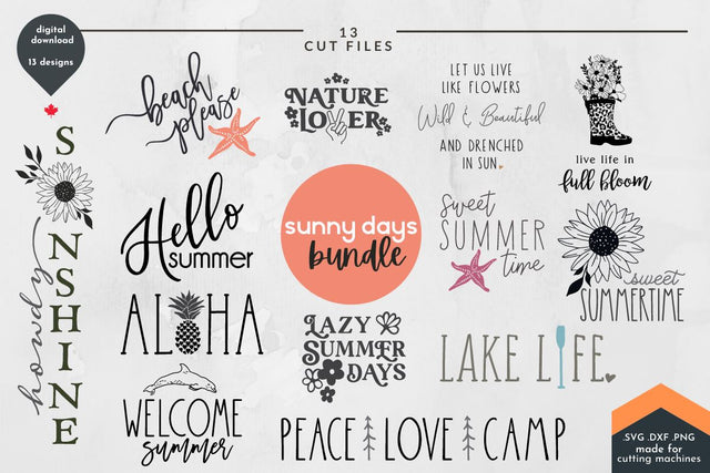 Summer Sunny Days SVG Cut File Bundle SVG Lettershapes 