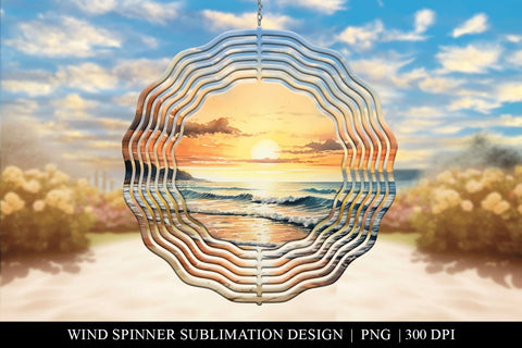 Summer Sunset At The Beach Wind Spinner Sublimation Design Sublimation BijouBay 