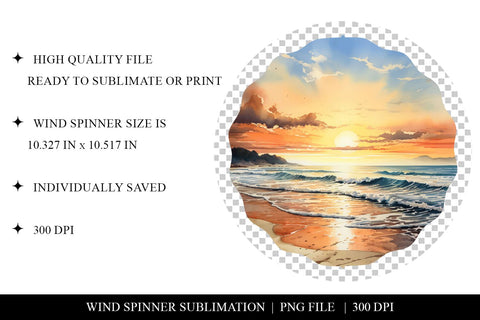 Summer Sunset At The Beach Wind Spinner Sublimation Design Sublimation BijouBay 