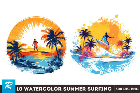 Summer Surfing Clipart Bundle Sublimation Regulrcrative 