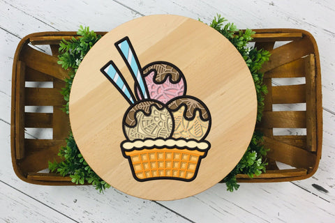 Summer SVG, 3d Layered Ice Cream SVG Cup. 3D Paper Elinorka 