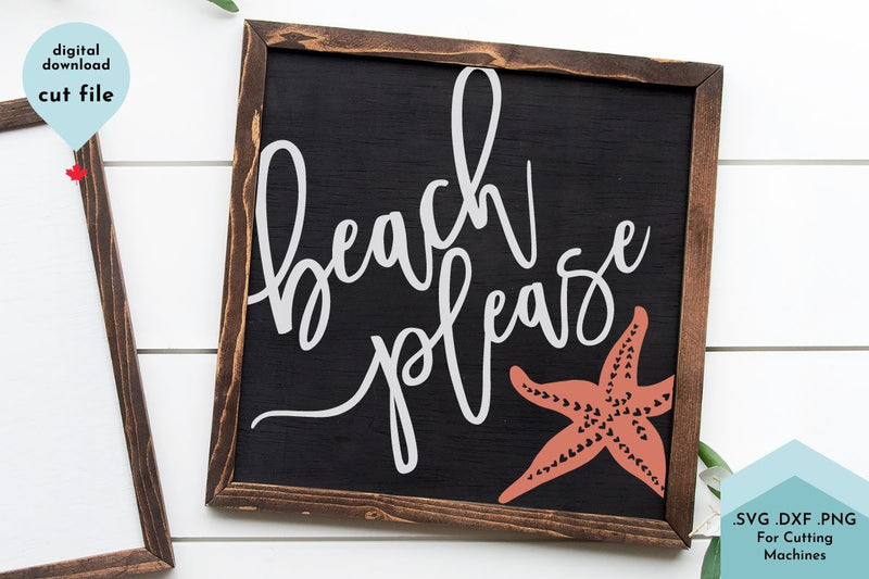 Summer SVG - Beach Please Starfish Cut File SVG Lettershapes 