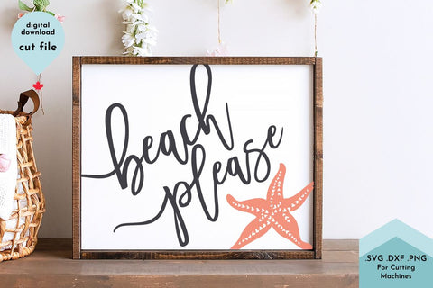 Summer SVG - Beach Please Starfish Cut File SVG Lettershapes 