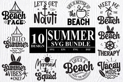 Summer SVG bundle 10 designs Beach SVG bundle SVG Svgcraft 
