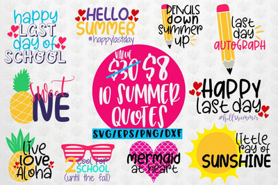Summer Svg Bundle - 10 Svg EPS DXF PNG Cut File SVG CoralCutsSVG