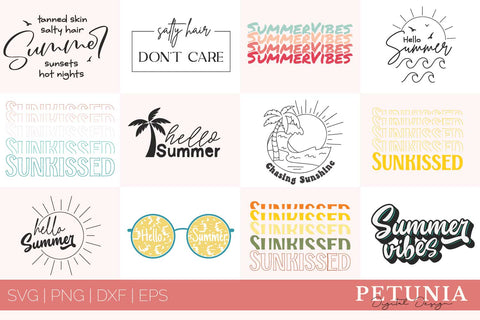 Summer SVG Bundle 12 Designs Cut Files SVG Petunia Digital Design 