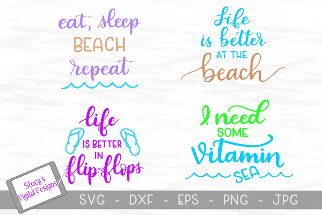 Summer SVG Bundle - 4 Summer SVG Files SVG Stacy's Digital Designs 