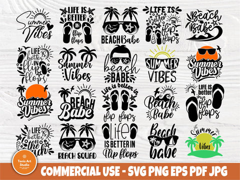 Summer SVG Bundle, Beach Babe Svg, Flip Flops Svg SVG TonisArtStudio 