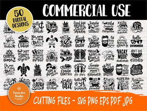 Summer SVG Bundle, Beach Quotes, Vacation t shirt SVG TonisArtStudio 