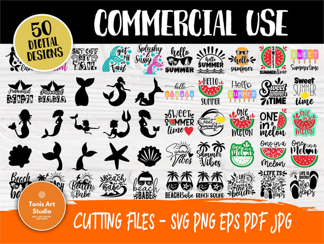 Summer SVG Bundle, Beach Shirt Designs, Mermaid SVG TonisArtStudio 