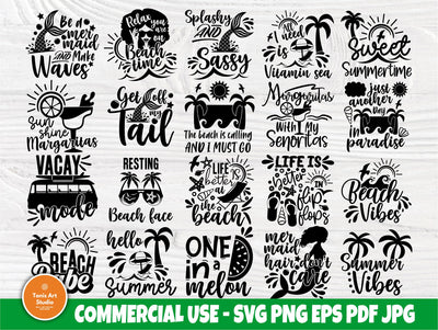 Summer SVG Bundle, Beach Svg, Mermaid Shirt Quotes SVG TonisArtStudio 
