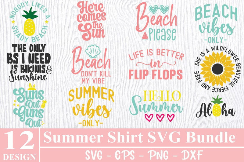 Summer SVG Bundle Shirt Designs SVG Cut Files - So Fontsy
