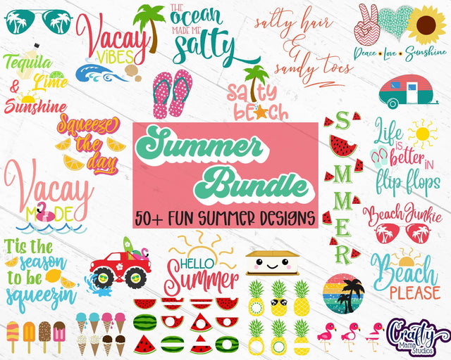 Summer SVG Bundle, Summer Shirt Designs, Beach SVG Bundle SVG Crafty Mama Studios 