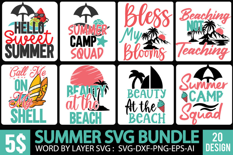 Summer SVG Bundle, Summer SVG Quotes , Funny Beach SVG Bundle SVG BlackCatsMedia 