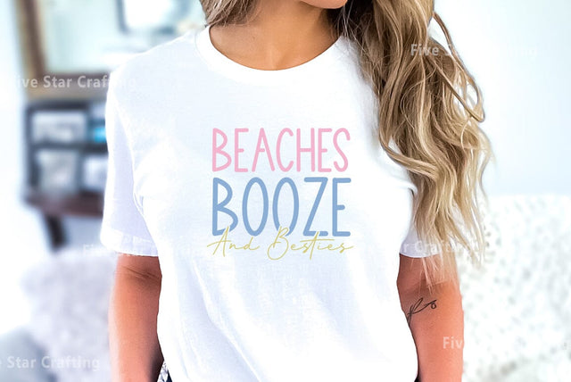 Summer SVG Design, Beaches Booze And Besties SVG FiveStarCrafting 