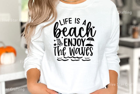 Summer SVG Design, Life is a beach enjoy the waves SVG FiveStarCrafting 