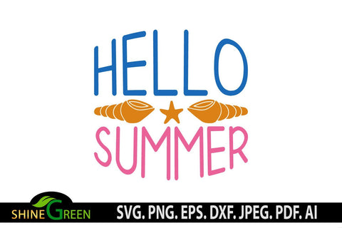 Summer SVG - Hello Summer Round Wood Sign for Home, Farmhouse SVG Shine Green Art 