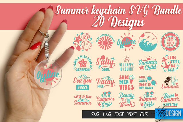 Summer SVG Keychain Bundle | Summer Quotes SVG Design SVG Fly Design 
