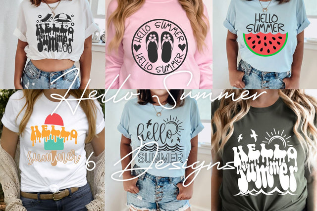 Summer SVG PNG DXF | Hello Summer Svg | Summer Quotes Svg | 6 Summer Svg Designs | Summer Sayings Svg | Cricut Cut Files | Silhouette Svg SVG TonisArtStudio 