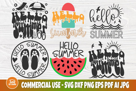 Summer SVG PNG DXF | Hello Summer Svg | Summer Quotes Svg | 6 Summer Svg Designs | Summer Sayings Svg | Cricut Cut Files | Silhouette Svg SVG TonisArtStudio 
