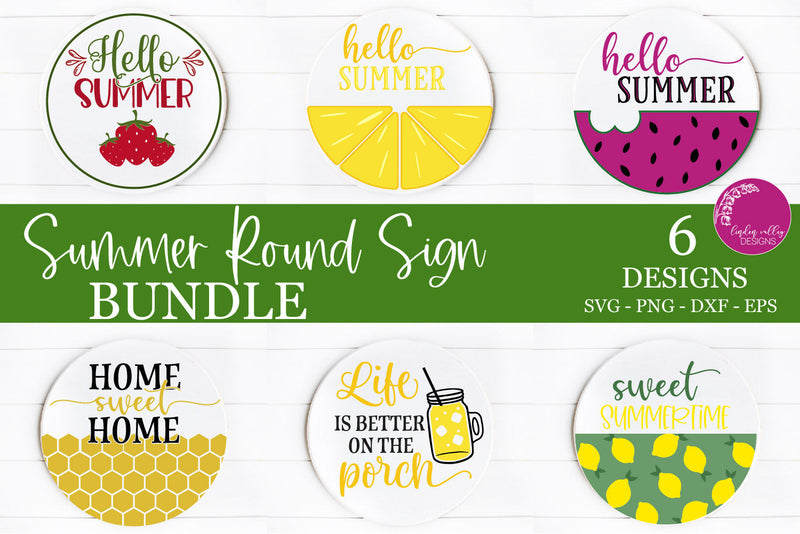 Summer SVG Round Sign Bundle-Round SVG Sign Bundle SVG Linden Valley Designs 