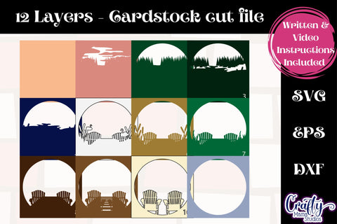 Summer Svg Shadow Box, 3D Layered Lake View Vacation File SVG Crafty Mama Studios 