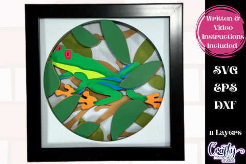 Summer Svg Shadow Box, 3D Layered Tree Frog Svg Jungle File SVG Crafty Mama Studios 