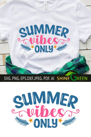 Summer SVG - Summer Vibes Only SVG - Round Wood Sign SVG Shine Green Art 