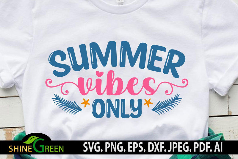 Summer SVG - Summer Vibes Only SVG - Round Wood Sign SVG Shine Green Art 