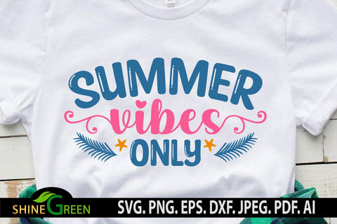 Summer SVG - Summer Vibes Only SVG - Round Wood Sign SVG Shine Green Art 