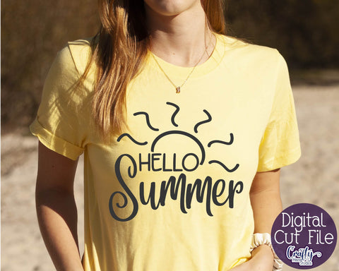 Summer Svg - Sun - Hello Summer Svg - Beach Quote SVG Crafty Mama Studios 