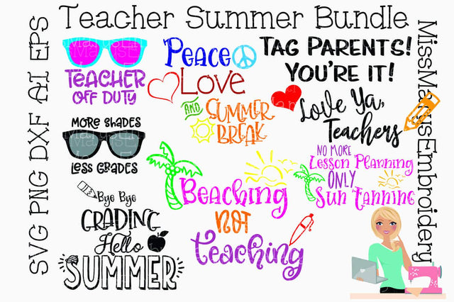Summer Teacher Bundle SVG MissMarysEmbroidery 