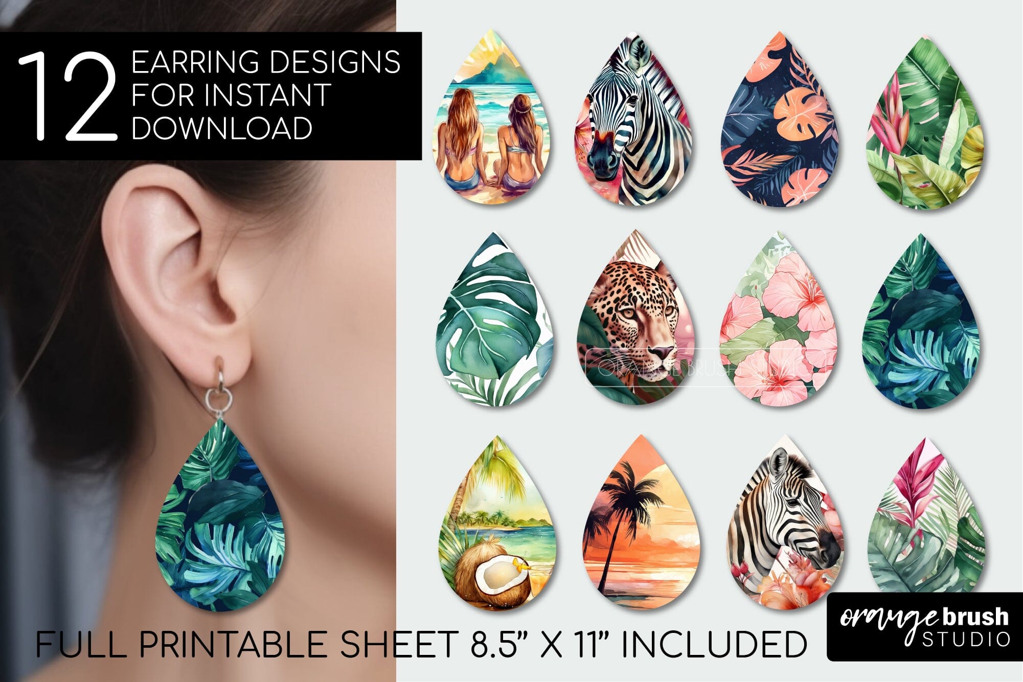 Summer Teardrop Earrings Bundle Sublimation Designs - So Fontsy