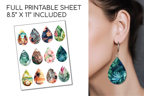 Summer Teardrop Earrings Bundle Sublimation Designs Sublimation OrangeBrushStudio 