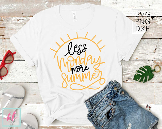 Summer Themed Hand Lettered SVG | Less Monday More Summer SVG Kelly Leigh Creates 