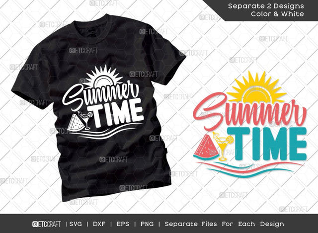 Summer Time SVG Cut File | Summer Svg | Sun Svg | Drink Svg | Watermelon Svg | Vacation Quotes | Summer T-shirt Design SVG ETC Craft 
