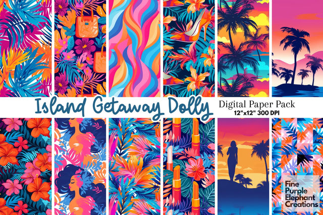 Summer Tropical Island | Fashion Doll Digital Pattern Fine Purple Elephant Creations 