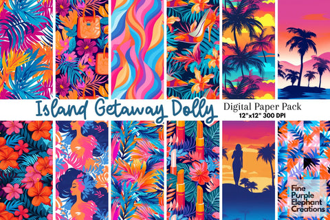 Summer Tropical Island | Fashion Doll Digital Pattern Fine Purple Elephant Creations 