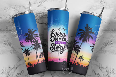 Summer Tumbler Design, 20 Oz Skinny Tumbler Sublimation Wrap, Beach Tumbler, Vacation Design, Summer Vibes, Sunset Tumbler, Digital Download Sublimation Syre Digital Creations 