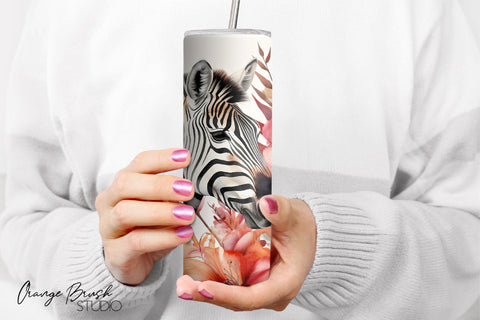 Summer Tumbler Sublimation Design, Tropical Tumbler Wrap Sublimation OrangeBrushStudio 