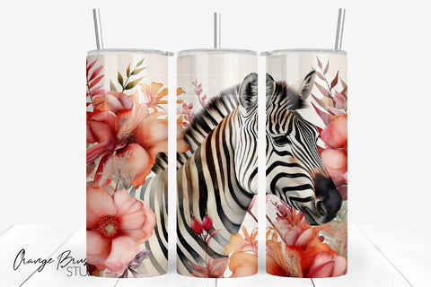 Summer Tumbler Sublimation Design, Tropical Tumbler Wrap Sublimation OrangeBrushStudio 