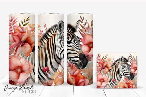 Summer Tumbler Sublimation Design, Tropical Tumbler Wrap Sublimation OrangeBrushStudio 