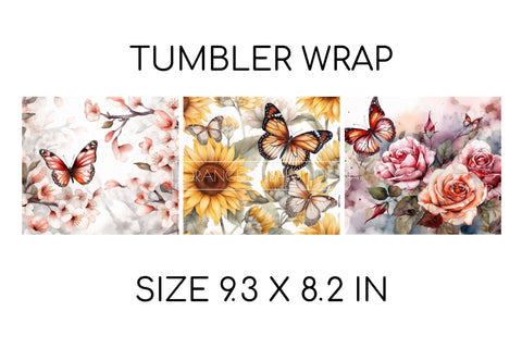 Summer Tumbler Sublimation Designs, Butterfly Tumbler Wrap Sublimation OrangeBrushStudio 